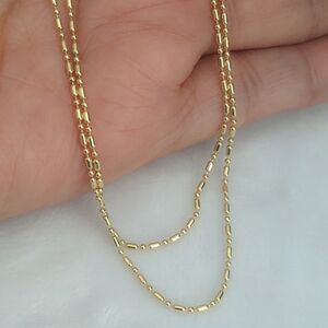 Necklace Chain 18K Gold Filled Gilded Bar And Ball Bead 18" Will Not Tarnish